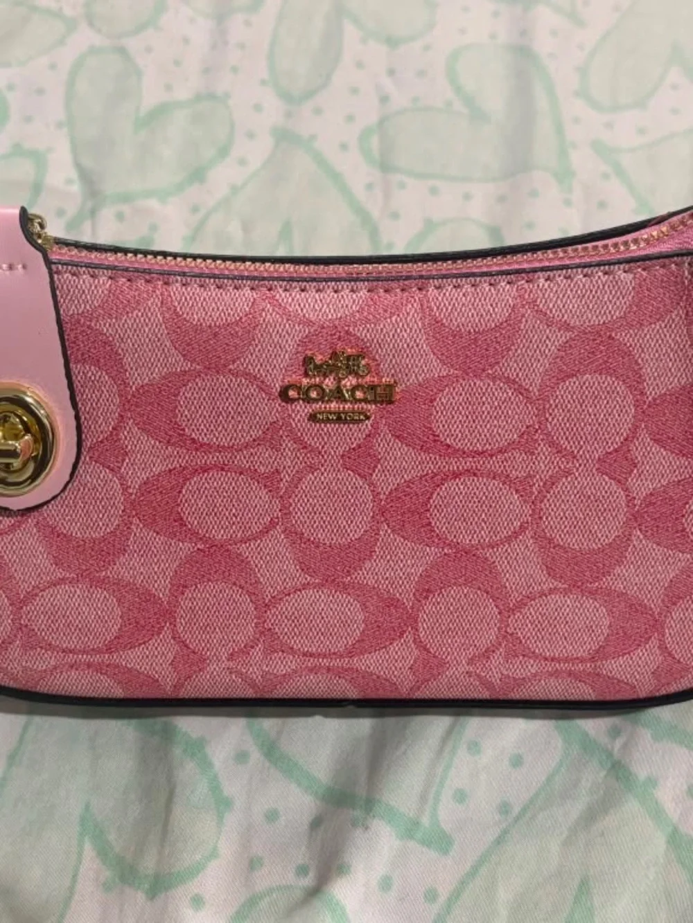 Coach Pink Signature Wristlet with Matching Card Case